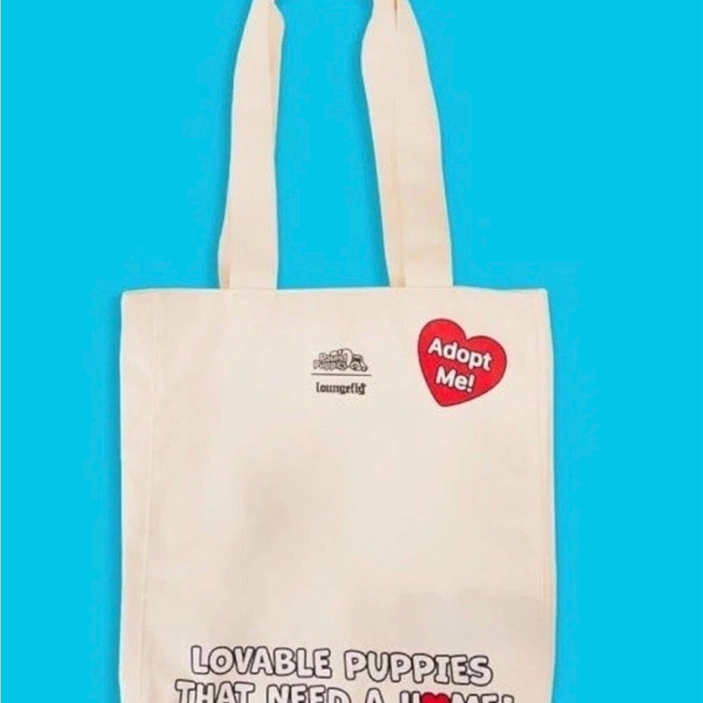 Pound Puppies Red and Cream Tote Bag - Picture 2 of 6